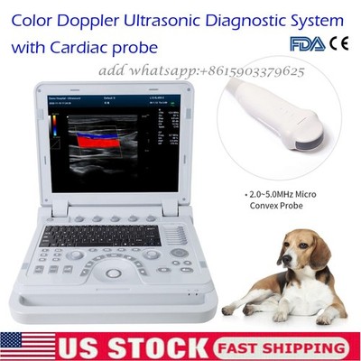 Vet Color Doppler Ultrasound Scanner Laptop Color Diagnostic +Cardiac probe,USA