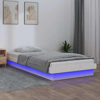 Massivholzbett LEDs Holzbett Bett Bettgestell Lattenrost Schlafzimmerbett vidaXL