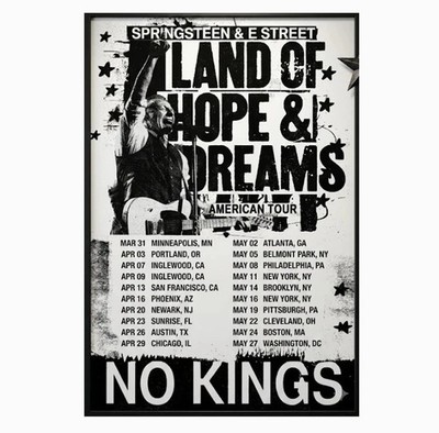 Bruce Springsteen and The E Street Band Land Of Hope & Dreams Tour 2026 Poster