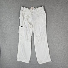 Koi Women Scrub Pants XS PETITE White Cargo 701P 27" Inseam Logo