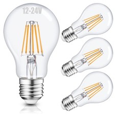 Efficient 12V LED Bulb 6W 600Lm - E26/E27 Base - 12-24V AC/DC - 4 Pack - Idea...