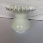 Vintage Fenton Art Glass White Silver Crest Vase