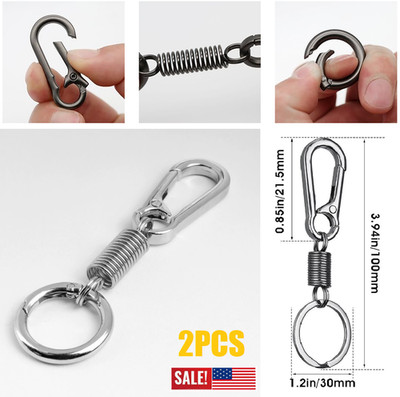2PCS Keychain Clips with O Rings Durable Carabiner Clip Key Hook Keyring Keyfob