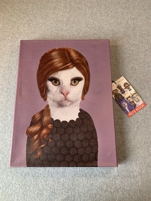 Pets Rock ''Songbird'' canvas wall art Adele Cat Portrait 
