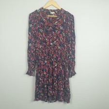 FatFace Dress Womens UK 12 Black Floral Smocked Waist Boho Skater Everyday Wear