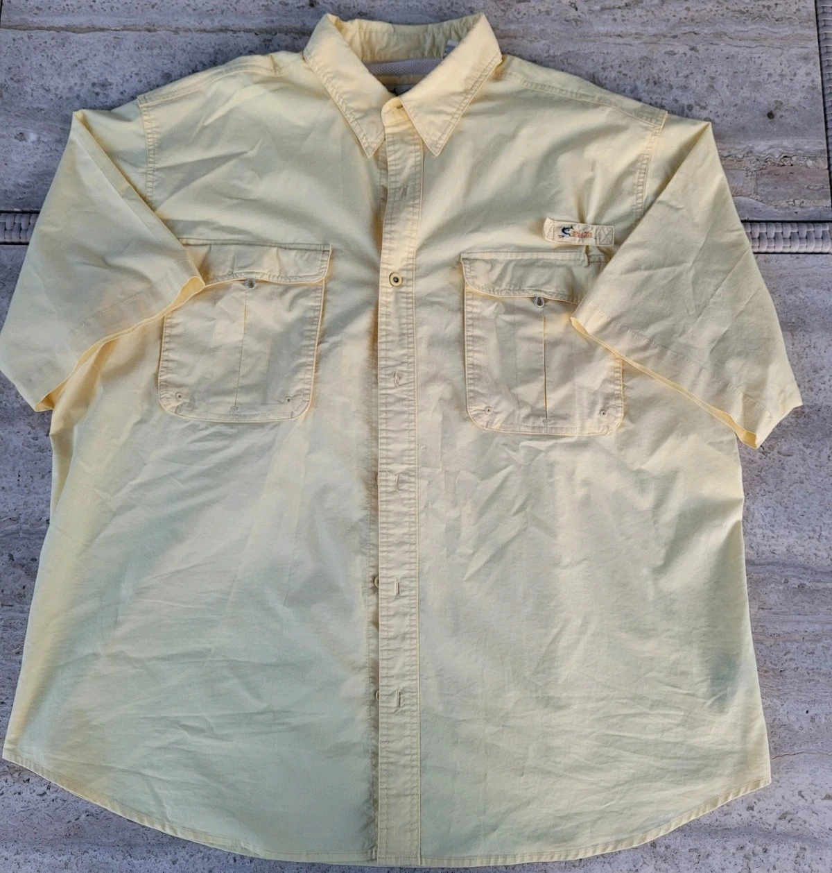 World Wide Sportsman Men’s 2XL Yellow Fishing Shirt Short Sleeve Vented
