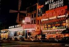 Moulin Rouge Paris Night view vintage postcard a936
