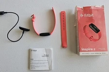 Fitbit Inspire 2 Health & Fitness Tracker, Desert Rose + 1 Band & Manual TESTED