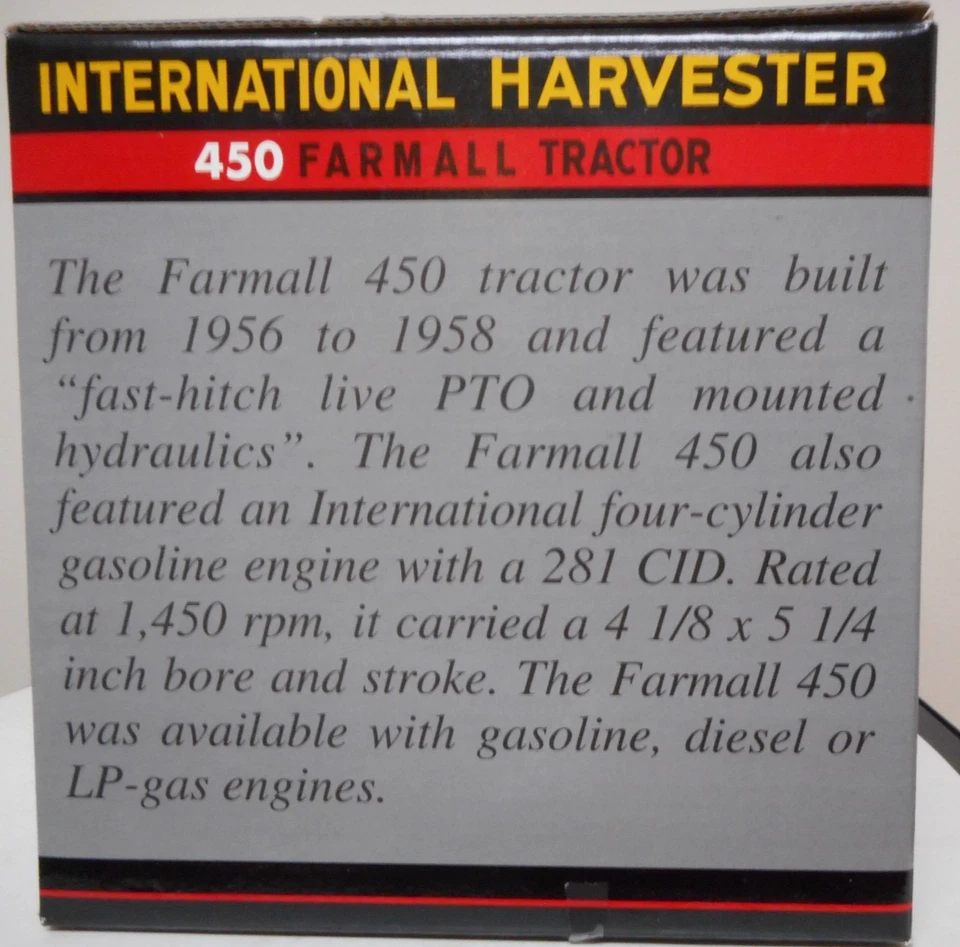 Spec Cast 1/16 IH Farmall 450 narrow front gas tractor - Image 3 of 4