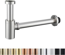 RANDOM Brass Contemporary Round Bottle P Trap 1 1/4,Basin Sink Brushed Nickel