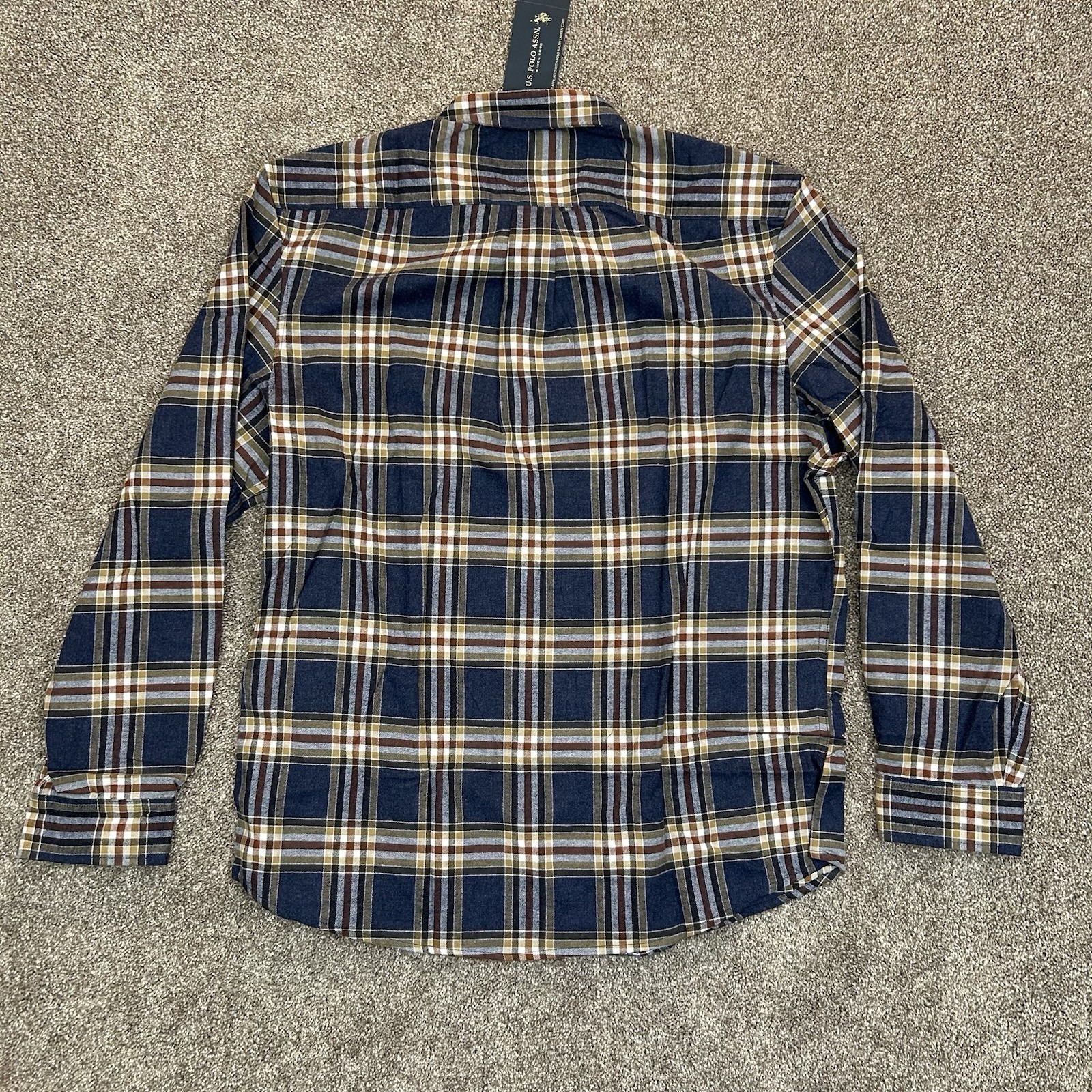 US Polo Assn. Men's Button Down Shirt Size XL Blue Water Heather Plaid NWT $60