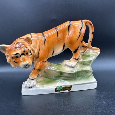 Sitzendorfer Porzellan Tiger Figur handbemalt Thüringen Vintage Sammlerstück