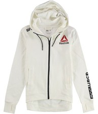Reebok Womens UFC Fighter Kit Walkout Sweatshirt, White, Small