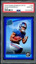 Saquon Barkley Rookie Card 2018 Donruss Optic Blue (23/149) #156 PSA 10. rookie card picture