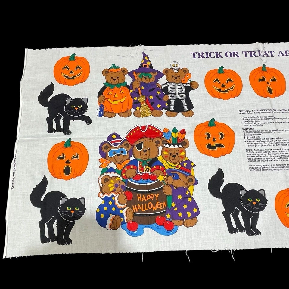 De colección Apliques Truco o Trato Halloween Panel de Tela VIP Gato Negro Osos Calabazas Foto 3 de 4
