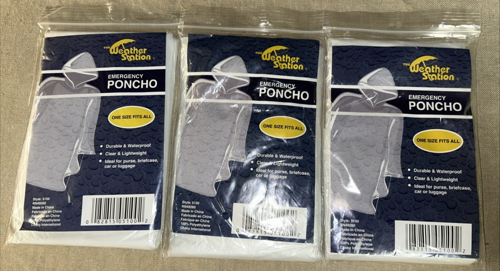 Emergency Poncho Clear Lightweight ~ One Size Fits All