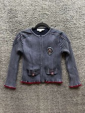 Vintage Christian Dior Boutique Ribbed Knit Cotton Cardigan Jacket Girl Size 12A