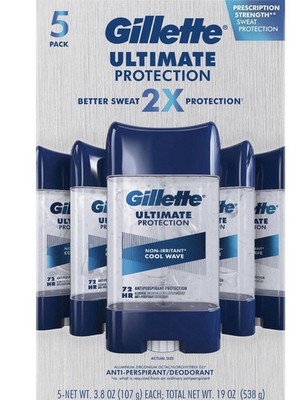 Gillette Ultimate Cool Wave Gel 72Hr Deodorant 3.8oz, 5 Pack