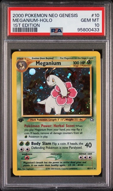 2000 POKEMON NEO GENESIS 1ST EDITION #10 MEGANIUM-HOLO PSA 10