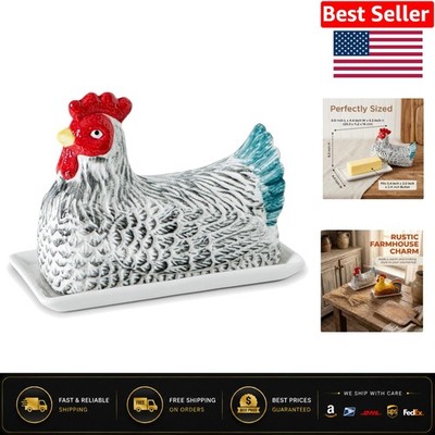 Elegant Ceramic Hen Butter Holder with Lid - Keeps Butter Fresh & Spreadable