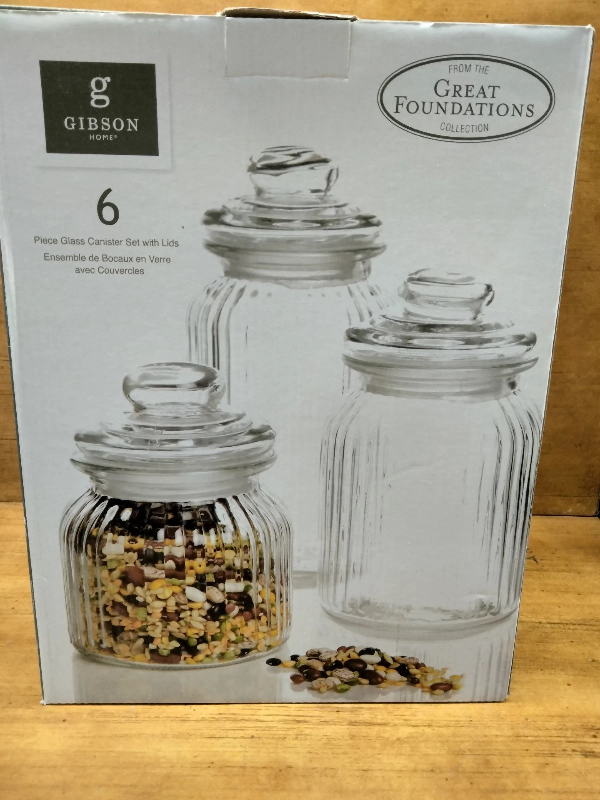 Gibson Home, From the Great Foundations Collection, 6 Pc Glass Canister Set/Lids