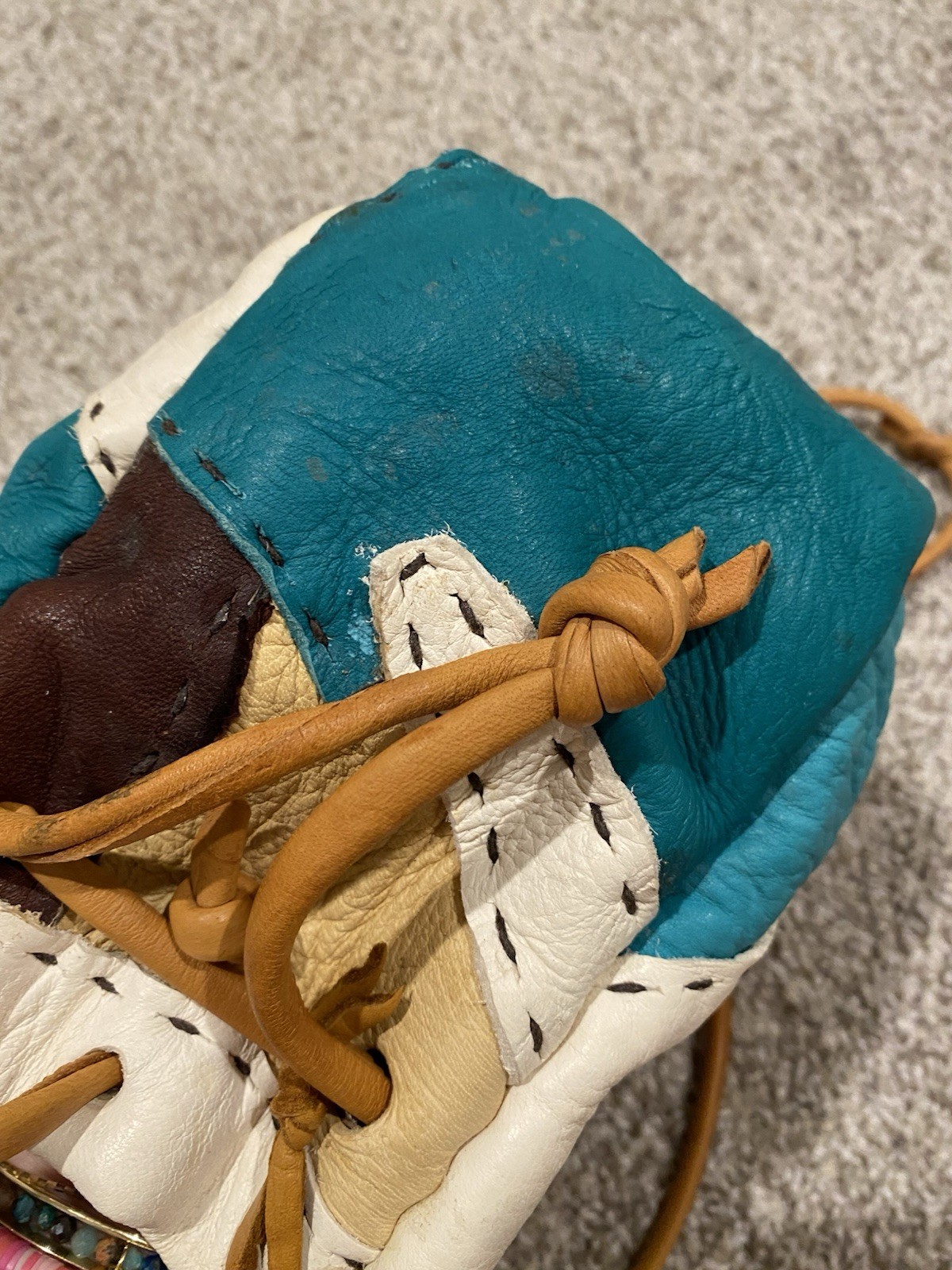 Western Style Drawstring Patchwork Soft Leather C… - image 6