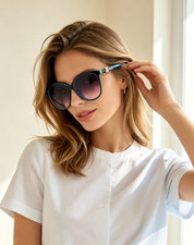 Tiffany Co TF4103HB Sunglasses Black Blue Frame Gradient Lens 55-17-140