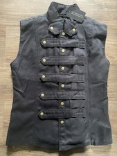 Leatherotics Mens Steampunk Military Waistcoat Top Mandarin Medium Brand New 