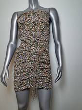 Astr The Label Women's Sz S  Black Orange Purple Floral Ruched Dress