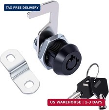 Toolbox Lock Tubular Cam Replacement Lock Hook Cam Keyed Alike 5/8 Inch, Black,