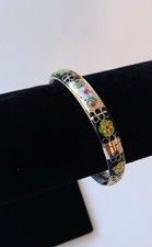 Vtg Chinese Cloisonne Bangle Bracelet Gold Fl...