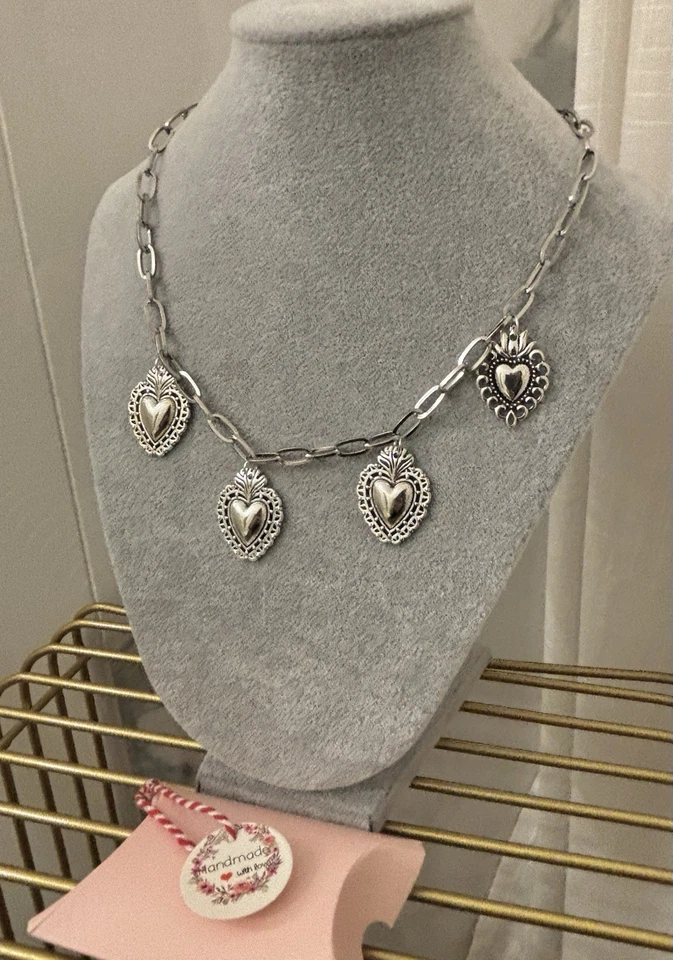 Collana Catenina In Acciaio Con Cuori - Immagine 2 di 4