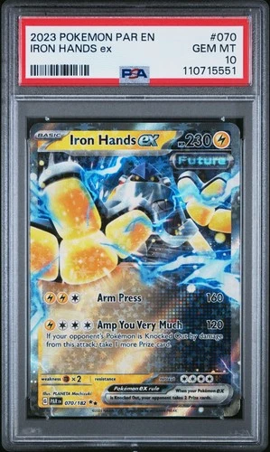 PSA 10 GEM MINT 2023 Pokemon Paradox Rift IRON HANDS EX #070/182