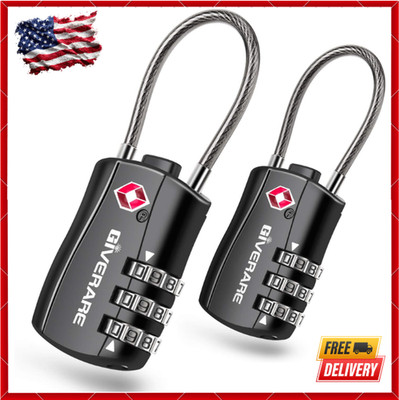 2 Pack TSA Luggage Lock Holiday Travel Lock Digit Combination Black Color travel