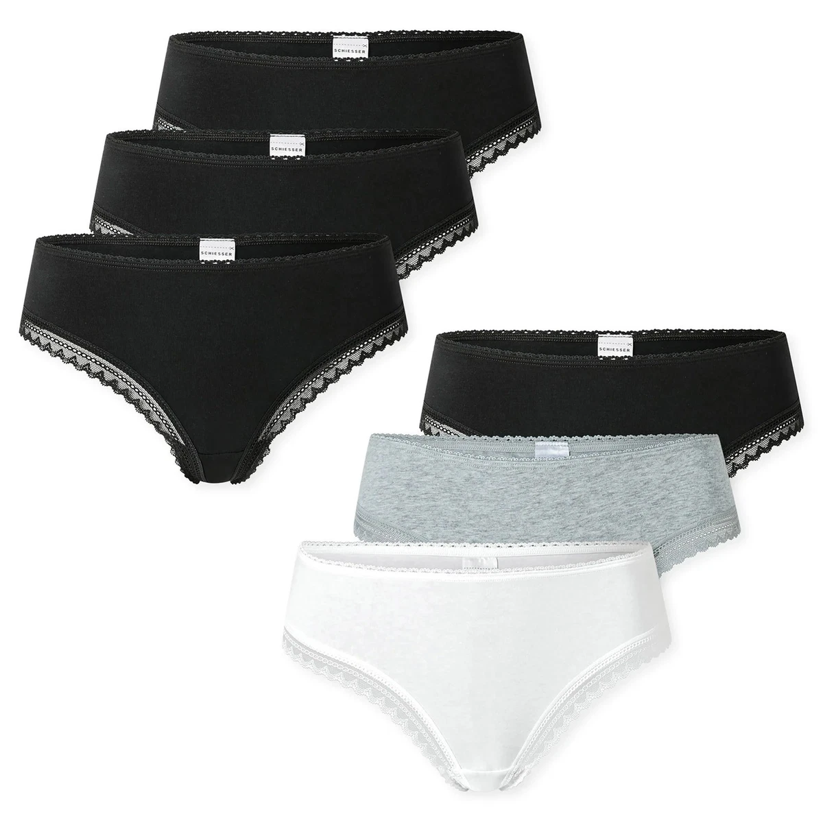 Schiesser - Confezione Da 3 Slip Donna In Misto Cotone E Pizzo, Biancheria Intima Morbida, Multipack