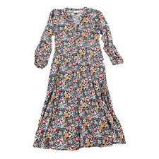Universal Thread Floral Midi Dress Womens Medium Button Front Long Sleeve 47"