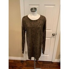 BCBG Max Azria Brown Snakeskin Patterned Long Sweater, Size Medium