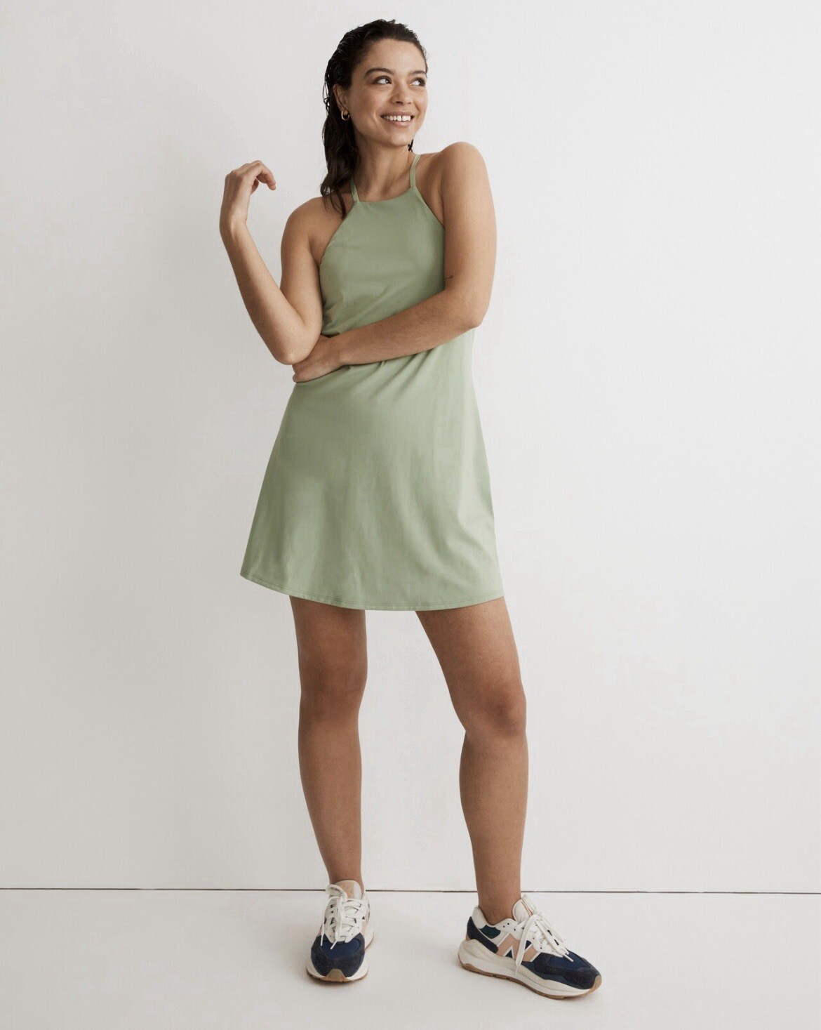 Madewell flex fitness dress in Gatehouse Green color, medium size