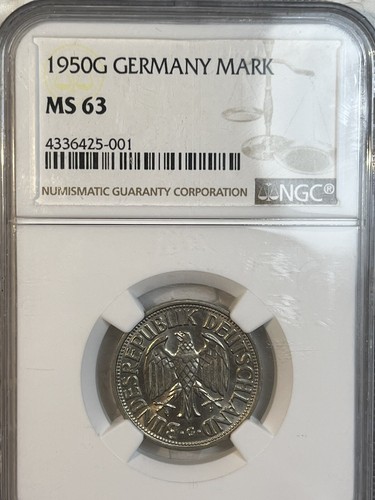 Germany 1950 - G One 1 mark BU MS63 NGC Certified Rare 1st Year Issue - Picture 5 of 13