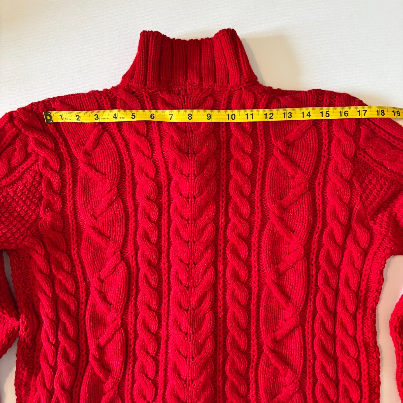 Vintage Peregrine Wool Sweater Cardigan Cable Knit Red Medium Missing 1 Button