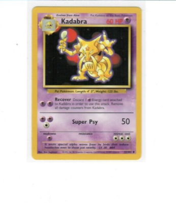 Kadabra Base Set 32/102 Uncommon Pokemon Card Unlimited Edition NM
