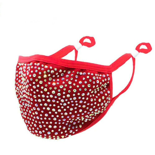 Rhinestone Face Mask Bling Glitter Fashion Fancy Going Out Reusable Face Cover - Picture 7 of 20