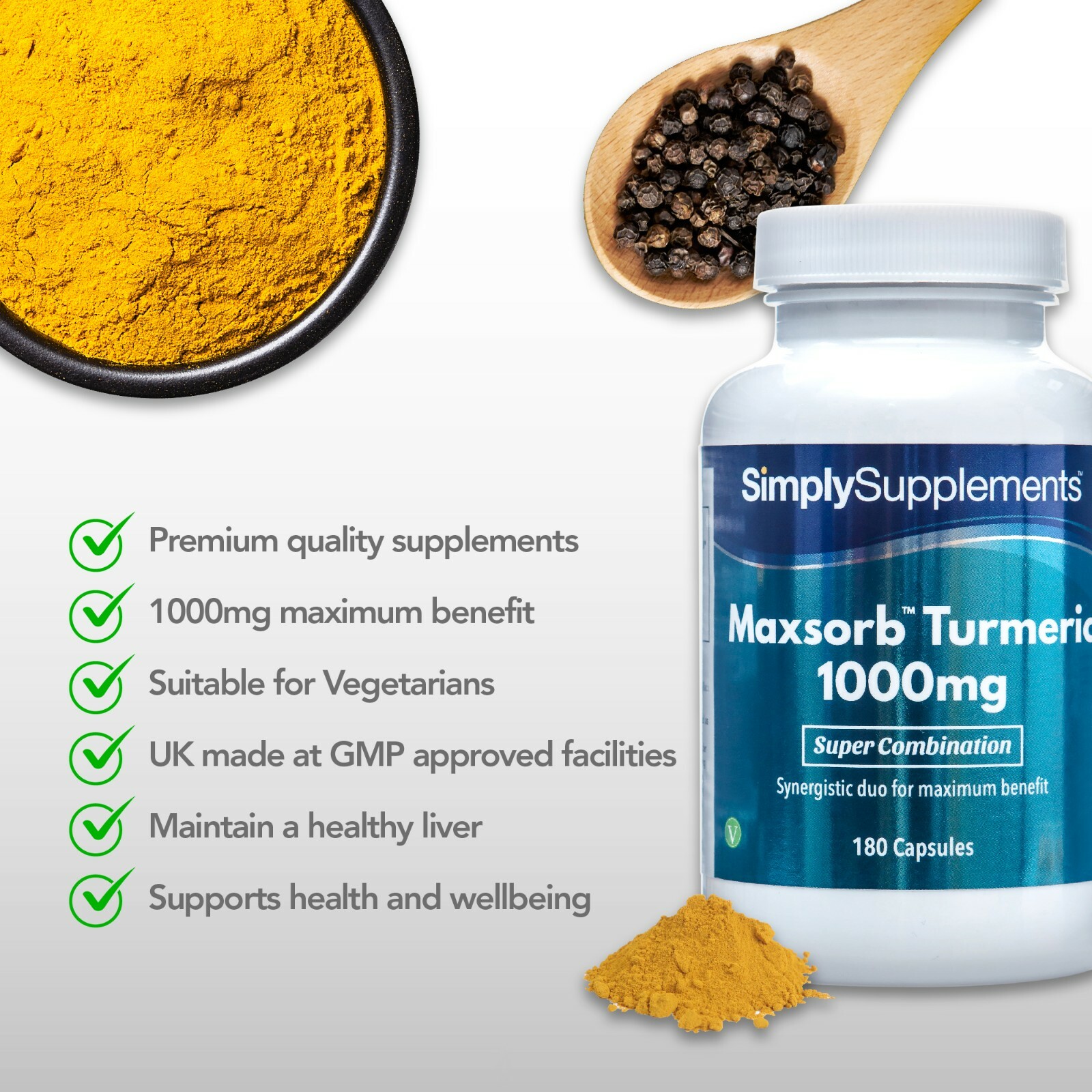 Turmeric and Black Pepper Capsules High Strength 1000mg Curcumin Supplement eBay