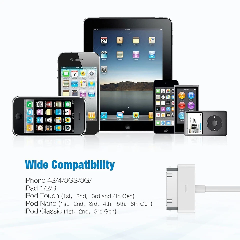 LOTE 3Ft Cable Cargador USB Compatible para Cargar iPhone 4 4S iPod 4to Ipad_2 Foto 3 de 4