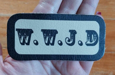 All Leather - W.W.J.D. ~ Motorcycle Jacket Vest Hat Sew On BIKER Patch