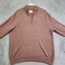 Croft  Barrow Quarter Zip Sweater Pullover Mock Neck Brown Heather Large