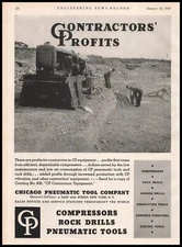 1940 Chicago Pneumatic Tool New York Photo Compressors Rock Drills Print Ad