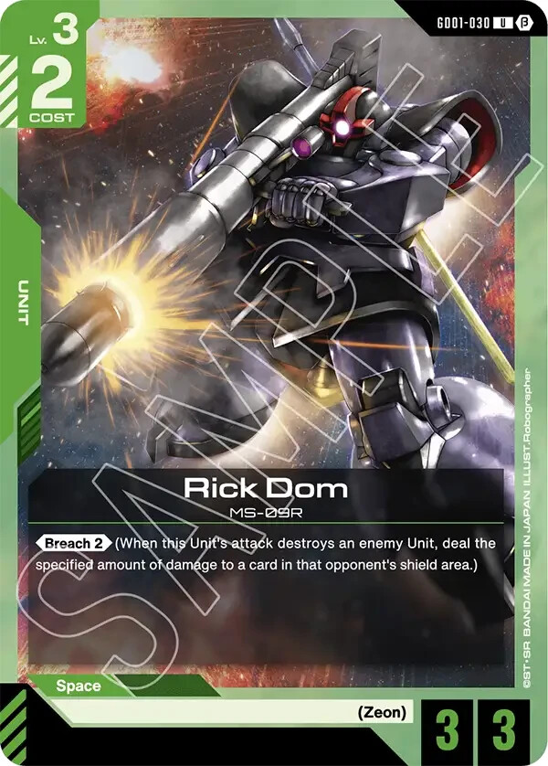 MS-R09 リックドム トレーディングカード Rick Dom - GD01-030 Beta NM - Gundam TCG Card Game | eBay