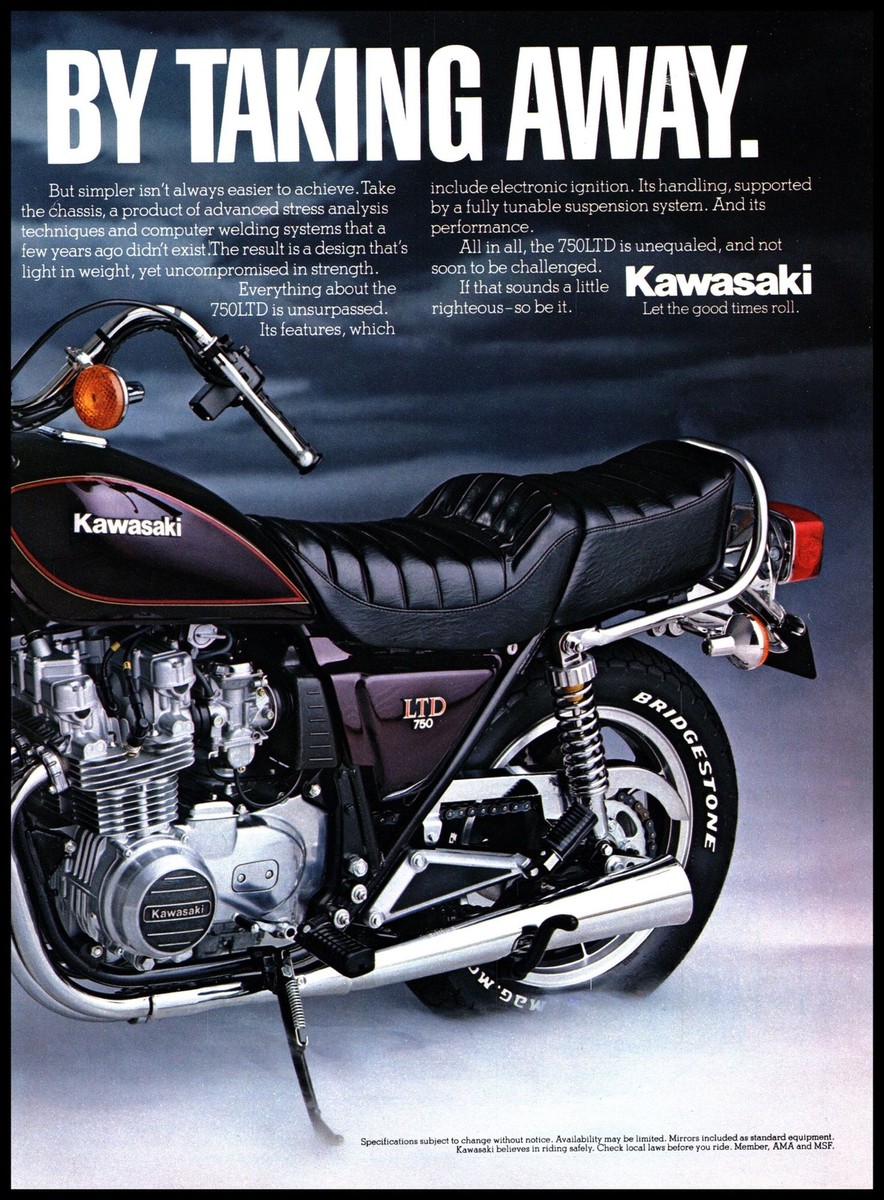 1981 Kawasaki KZ750LTD Motorcycle Bike 2 Page Vintage Print Ad