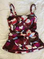 athleta womens square neck bra cup tankini floral size 36B/C 79